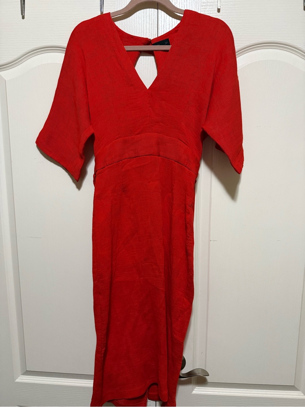 Topshop Bold Red V-Neck Midi Dress